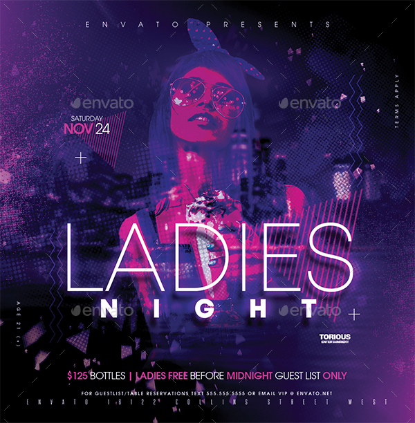 Ladies Night Flyer Template, Print Templates GraphicRiver